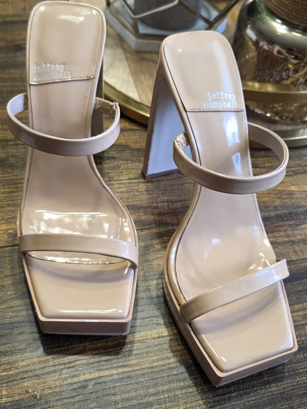 Jeffrey Campbell Blush Patent Square Toe Platform Heels